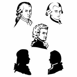 mozart silhouette, mozart svg, wolfgang amadeus mozart svg