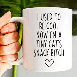 i used to be cool now i'm a tiny cats snack bitch, cat mom mug, funny gift for cat mom, mothers day gift, cat dad mug
