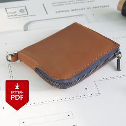 Leather zipper wallet pattern PDF