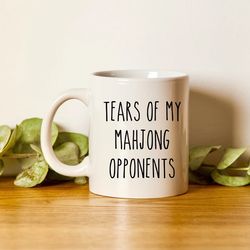 mahjong mug, mahjong gifts, tears of my mahjong opponents, china, mah-jongg