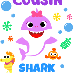 baby shark svg, cousin shark cricut svg, baby shark clipart file cut digital download