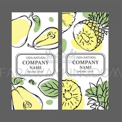 pear pineapple labels vertical sketch vector illustration