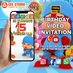 pocoyo invitation, pocoyo birthday video invitation, pocoyo video invitation