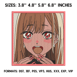 kitagawa marin embroidery design file, my dress-up darling anime embroidery design, marin anime pes design brother