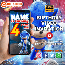 sonic invitation, sonic video invitation, sonic the hedgehog invite, sonic the hedgehog birthday, sonic the hedgehog