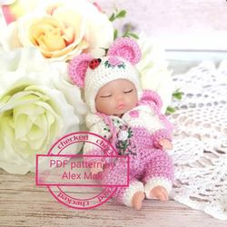 miniature doll overall - mini reborn clothes pattern - rubber doll pattern