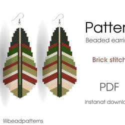 Beaded earrings pattern - Brick stitch - seed bead leaf pattern - Modern bead weaving - instant download - Halloween bea