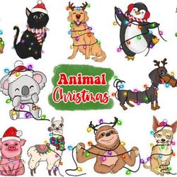animal christmas sublimation bundle graphic