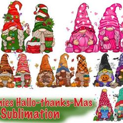 Gnome Hand Drawn Sublimation Bundle Graphic
