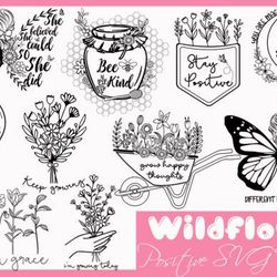 Wild Flower Positive SVG Bundle Graphic