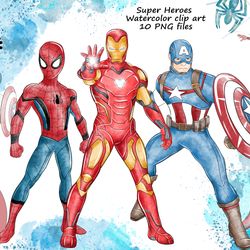 watercolor Clip art Super Hero set 5