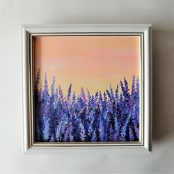 Lavender Wall Art Painting of Wildflowers Artwork Landscapes