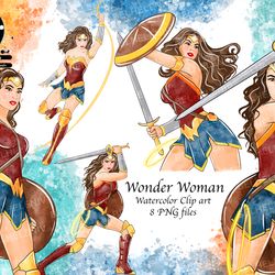Watercolor clip art Wonder Woman