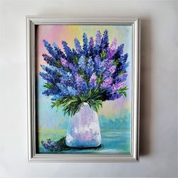 Lavender Bouquet Acrylic Painting | Unique Art Impasto