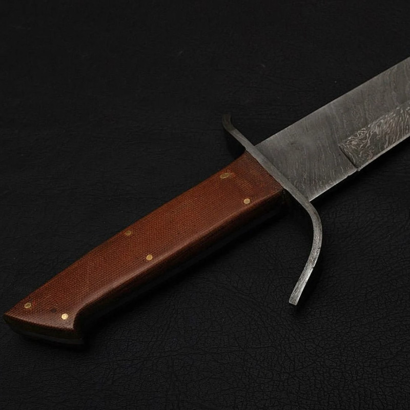 26 Custom Forged Damascus steel SWORD Handle with Brown Micarta in.jpg