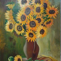 Sunflower Still Life Painting Yellow Sunflowers Picture 27*31 inch Flower Art Sunflowers Art
