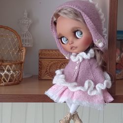 for blythe/pullip knitted set, doll coat and the hat