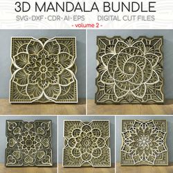 Laser cut Mandala SVG Bundle, 10x10 Mandala Bundle vol. 2