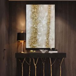 gold leaf abstract, modern acrylic painting on canvas, large gold leaf abstract painting, original abstract painting
