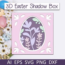 Easter shadow box svg, 3d layered Easter egg papercut for Cricut and Silhouette