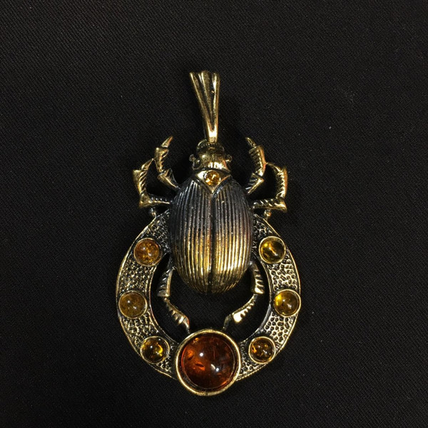 Scarab Beetle Necklace Brass Amber Pendant Spiritual Egyptian Jewelry gold black Totem Animal Amulet Pendant necklace Brutal large gold black pendant men.jpg