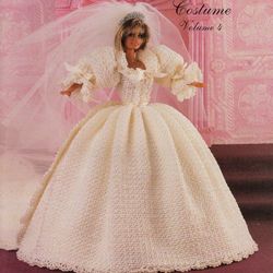 crochet pattern PDF-Royal Wedding Gown-Fashion doll Barbie gown crochet vintage pattern-Crochet blueprint