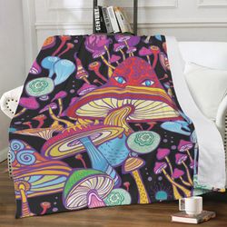 Blanket Fleece with a beautiful bright print Soft blanket Super comfort for the body Traveling with mushrooms