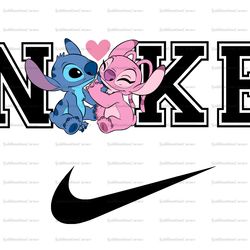 Stitch And Angel x Nike Png, Logo Brand Png, Lilo And Stitch Png, Nike Png, Instant Download, Sublimation