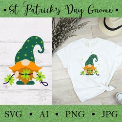 st. patrick's day gnome svg, cute leprechaun with a garland