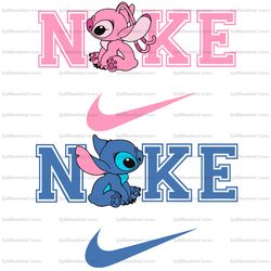 stitch and angel couple bundle x nike png, logo brand png, stitch and angel png, nike png, instant download, sublimation