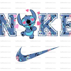stitch in love x nike png, logo brand png, lilo and stitch png, nike png, instant download, sublimation