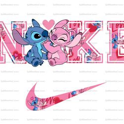 Stitch And Angel x Nike Png, Logo Brand Png, Stitch Angel Lovers Png, Nike Png, Instant Download, Sublimation