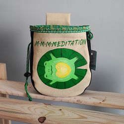 Chalk bag Meditation frog for yoga rock climbing