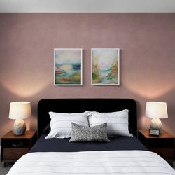 Abstract Pastel Landscape Set of 2 Wall Art - digital file that you will download