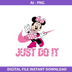 nike minnie polka dots pink logo png, nike just do it logo png, minnie mouse png, ai digital file