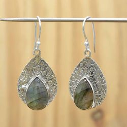 Labradorite Drop Dangle Silver Earrings Women Jewelry,  Gemstone & Sterling Silver Jewelry, Handmade Gift For Her