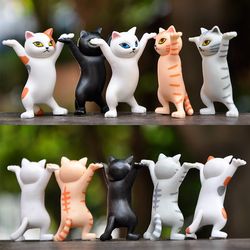 5 pcs cute funny dancing cat pen holder, desktop decoration cartoon animal glass holder, air pods holder,