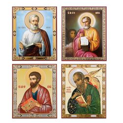 Discounted Four Evangelists Icon Set | A set of  4 medium Orthodox icons of Apostles Matthew, Mark, Luke and John