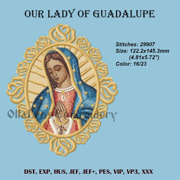 Our Lady Of Guadalupe machine embroidery design - Inspire Uplift