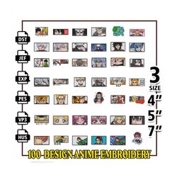 100 Designs Anime Character Inspired Embroidery Bundle