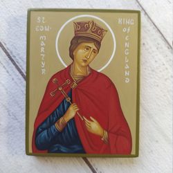 Edward the Passion-bearer of England | Orthodox icon | Hand painted icon | Catholic icon | Miniature religious icon