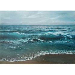 seascape original oil on canvas handmade seascape 27,5x19,7in