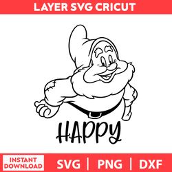 Dwarf Happy, Mickey Mouse Svg, Disney Birthday Svg, Disney Bundle Svg, Dxf, Png, Digital file