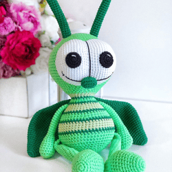 Crochet animal. Grasshopper toy