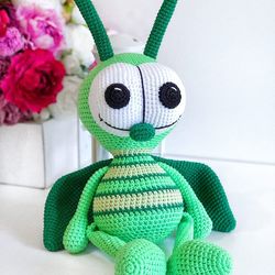 Crochet animal. Grasshopper toy