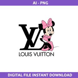 Minnie Louis Vuitton Pattern Png, Louis Vuitton Logo Png, Minnie Png, Disney LV Logo, Fashion Brand Png, Ai File