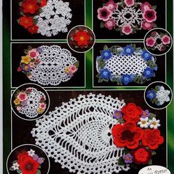 Digital | Floral napkins and coasters | Vintage crochet pattern | PDF