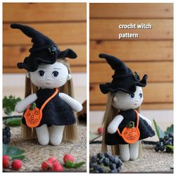 Crochet cute witch amigurumi doll making pattern crochet Eng PDF