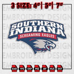 Southern Indiana Screaming Eagles Embroidery files, NCAA D1 teams Embroidery Designs, Machine Embroidery Pattern