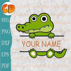 alligator monogram svg, cute baby crocodile svg,personalized age and name, personalized birth day, custom file, crocodil